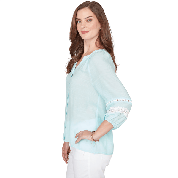 Petite Ruby Rd. Renaissance Romance 3/4 Sleeve Button Blouse