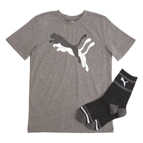 Boys (8-20) Puma 2pc. Jersey Graphic Tee &amp; Socks Set - Charcoal - image 