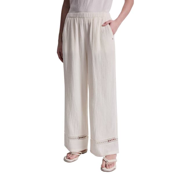 Womens DKNY Jeans Gauze Mid Rise Pull On Ankle Pants With Lace - image 