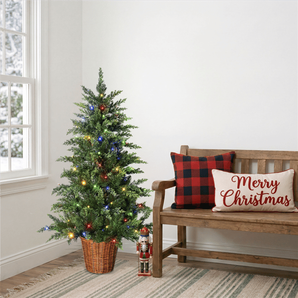 Puleo International 4ft. Dual-Color LED Potted Christmas Tree