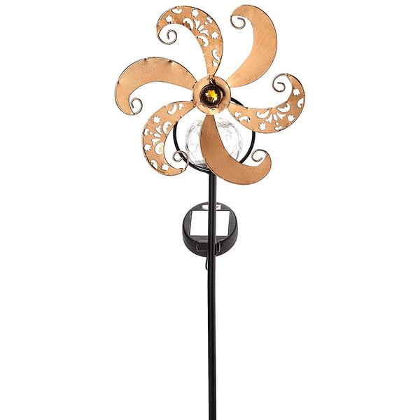Whimsy Whirl Solar LED Metal Pinwheel Stake - image 
