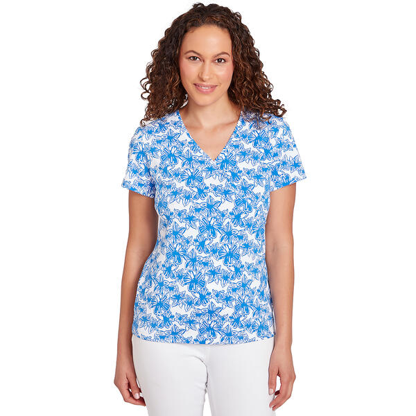 Womens Hearts of Palm Feeling Just Lime Scratched Floral Top - image 