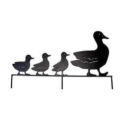Metal Duck with Three Babies Following Garden Stake