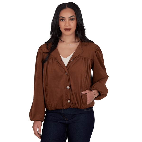 Womens Ruby Rd. English Countryside Faux Suede Bomber Jacket - image 