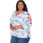 Plus Size Alfred Dunner Port Side Coastal Embroidered Blouse - image 2