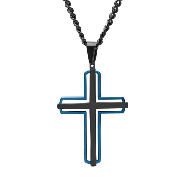 Mens Gentlemen's Classics&#40;tm&#41; Stainless Steel Two-Tone Cross Pendant - image 