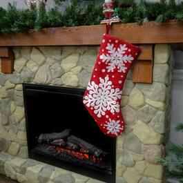 National Tree 20in. Red Stocking w/ Snowflake Embroidery