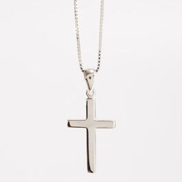 Sterling Silver Small Block Cross Pendant Necklace