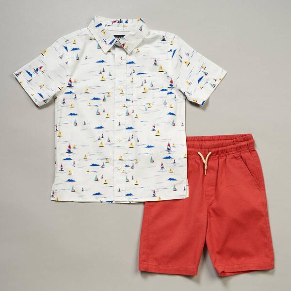 Boys &#40;4-7&#41; Tony Hawk 2pc. Sailboat Button Down & Shorts Set - image 