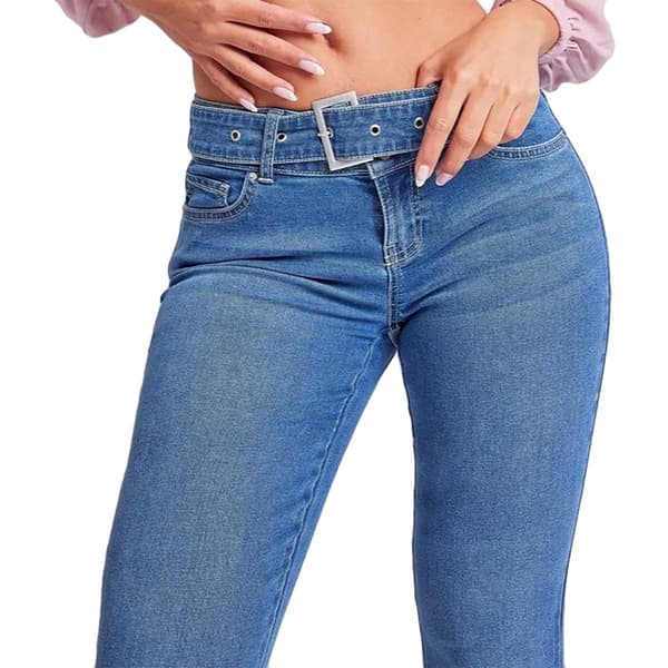 Juniors YMI&#174; Frayed Low Rise Belted Denim Jeans