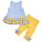 Baby Girl (3-24M) Rare Editions Striped Ruffle/Bows Legging Set - image 1