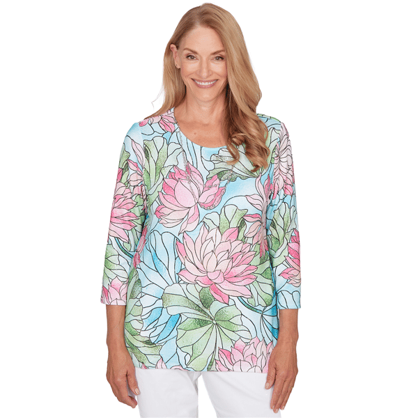 Womens Alfred Dunner Classics Stained Glass Floral Blouse