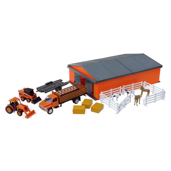 New Ray Kubota Farm Vehicles with Machine Shed Set - image 