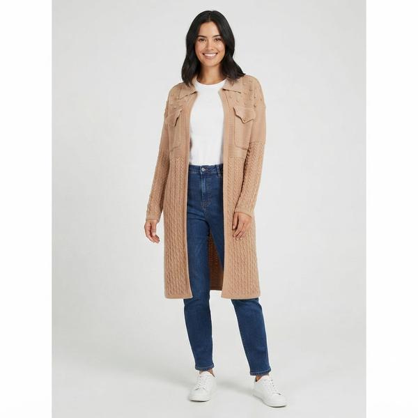 Womens By Design Long Sleeve Solid Two Pocket Coatigan