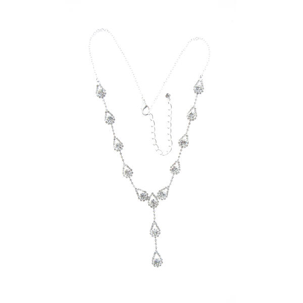 Rosa Rhinestones Silver Plated Blue Teardrop Necklace - image 