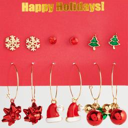 Season Greetings 6pr. Holiday Motif And Bells Earrings