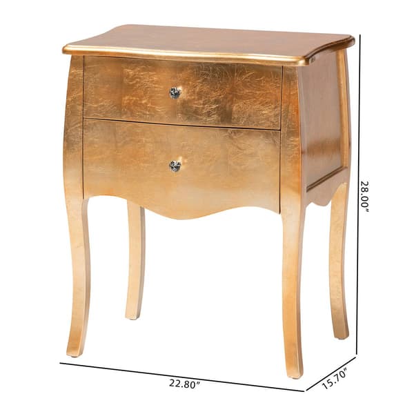 Baxton Studio Patrice Classic Wood 2-Drawer Nightstand