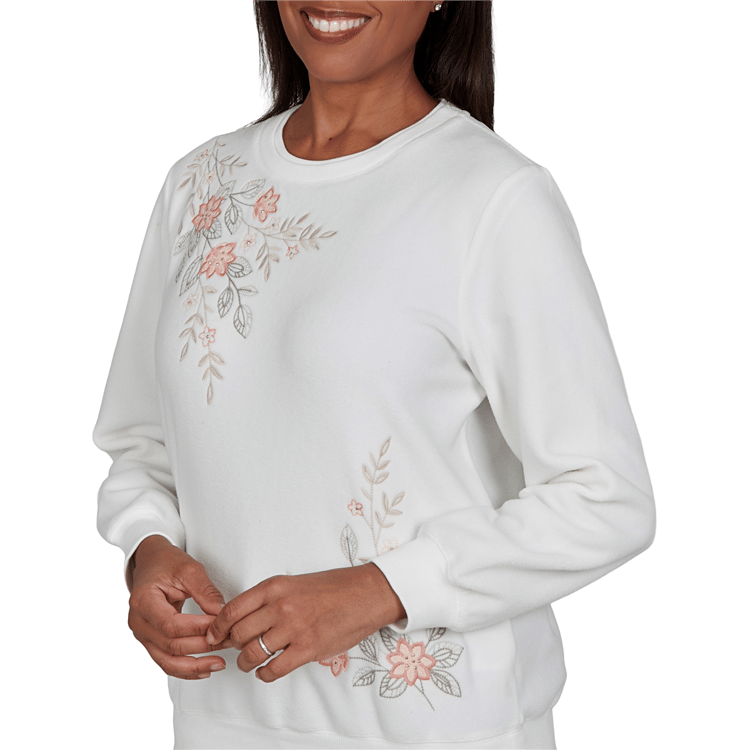 Petite Alfred Dunner Classics Floral Embroidered Sweatshirt