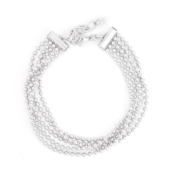 Silver-Plated Five-Strand Beaded Bracelet - image 