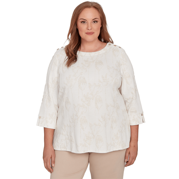 Plus Size Alfred Dunner Saratoga Springs Raised Texture Floral D - image 