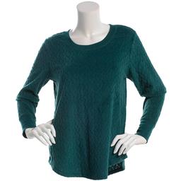 Womens Jaclyn Long Sleeve Solid Cable Crew Neck Pajama Top