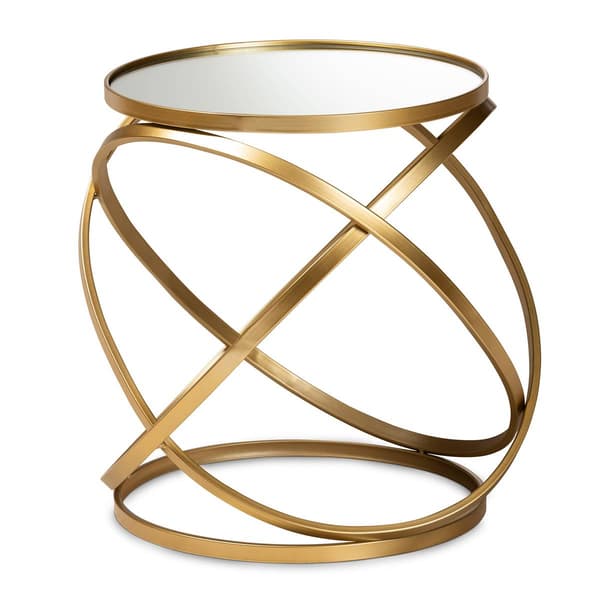 Baxton Studio Desma Gold Finished Metal/Mirrored Glass End Table