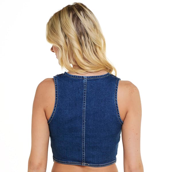 Juniors Love Tree Embroidery Denim Vest with Cherries