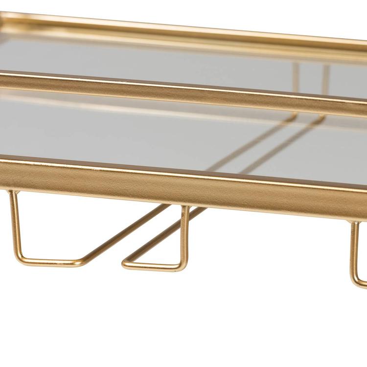 Baxton Studio Savannah Glam & Luxe Gold Metal Wine Cart