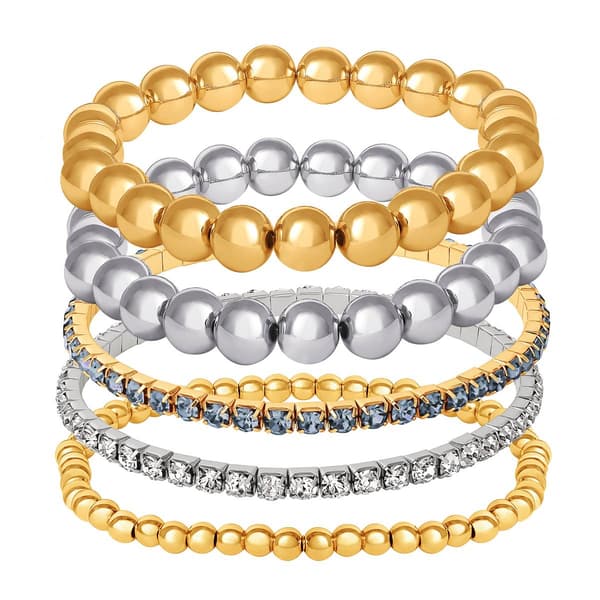 Jessica Simpson Two-Tone Crystal Stretch Bracelet Set - image 