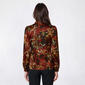 Womens Kasper Long Cuff Sleeve V Neck Floral Satin Blouse - image 2