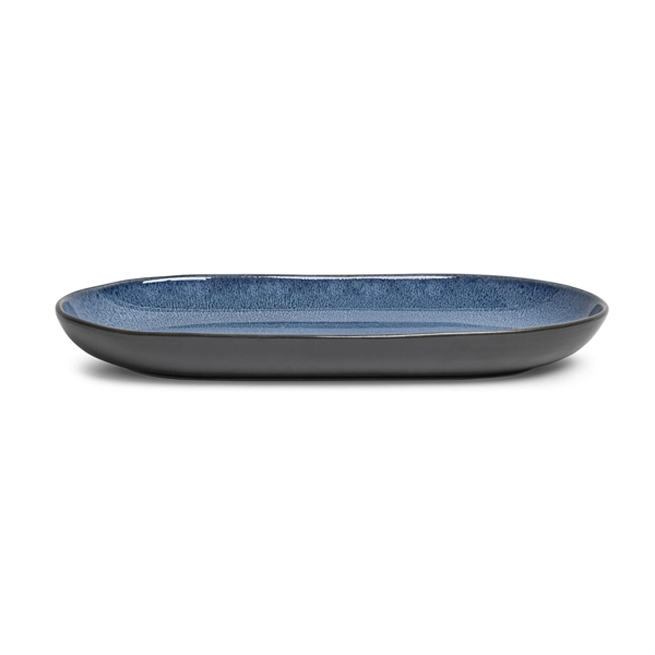 Sango Resona Blue/Black Large Ceramic Serving Platters - Set of 2