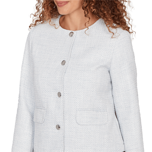 Petite Emaline Seabreeze Essence Button Front Tweed Blazer