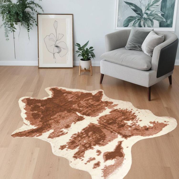 9th & Pike® Brown & Ivory Faux Cowhide Area Rug