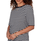 Womens Emaline Key Items Elbow Sleeve Boat Neck Stripe Tee - image 5