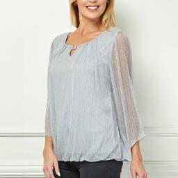 Womens Sara Michelle 3/4 Angel Sleeve Keyhole Neck Blouse