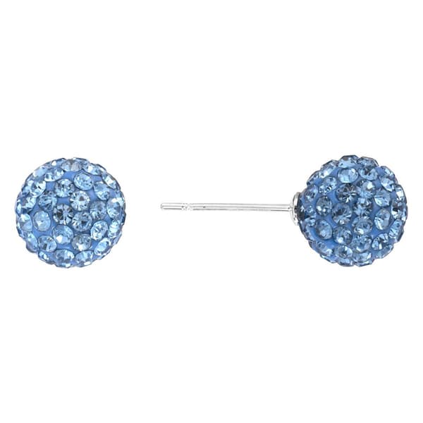 Athra Fine Silver Plated Light Blue Crystal Ball Stud Earrings - image 