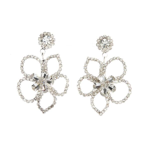 Rosa Rhinestones Open Flower Earrings - image 