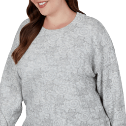 Plus Size Hearts of Palm Silver Linings Floral Swirl Sweater
