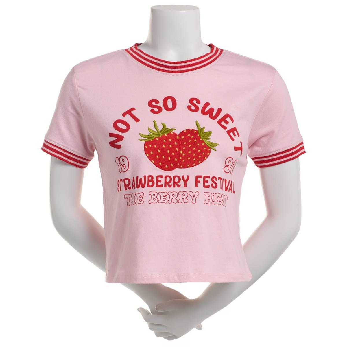 Juniors Attitude Not Included Not So Sweet Strawberry Ringer Tee