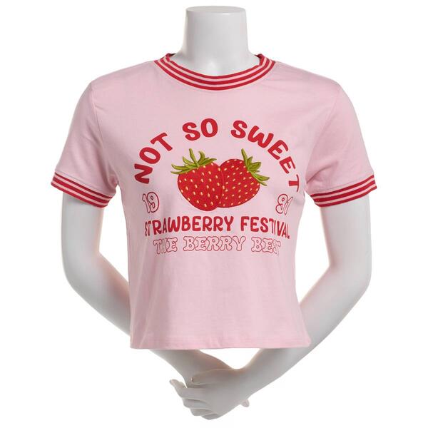 Juniors Attitude Not Included Not So Sweet Strawberry Ringer Tee - image 
