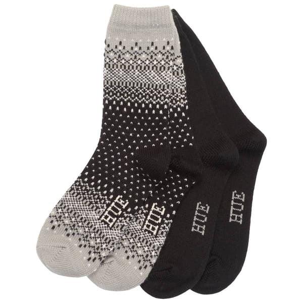 Womens HUE 2pk Fair Isle Crew Socks - image 