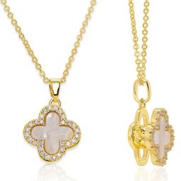 14kt. Gold Plated Lab Grown White Clover Spinner Pendant