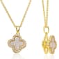 14kt. Gold Plated Lab Grown White Clover Spinner Pendant - image 1