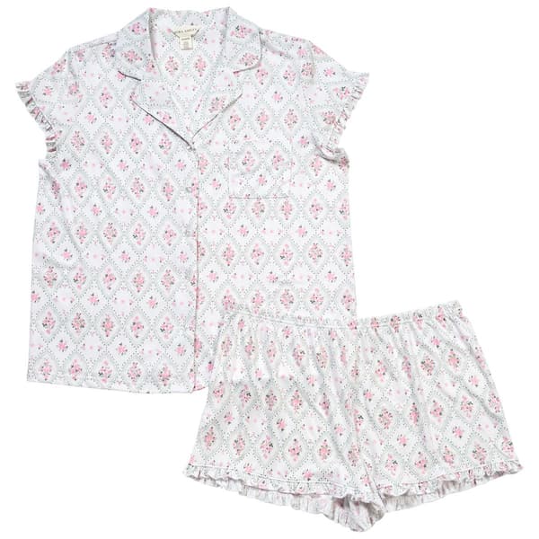 Womens Laura Ashley® Short Sleeve Notch Collar Pajama Set