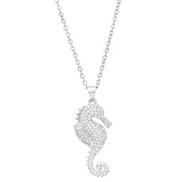 Silver Plated & CZ Seahorse Pendant Necklace