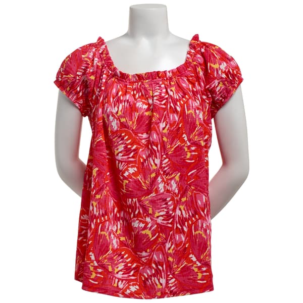 Womens BB Dakota Off The Shoulder Puff Sleeve Abstract Blouse