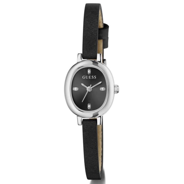 Womens Guess Silver-Tone Black Sunray Dial Watch - GW0925L1