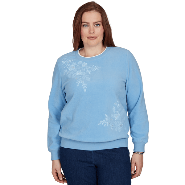 Petite Alfred Dunner Classics Floral Embroidered Sweatshirt - image 