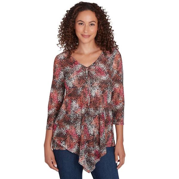 Plus Size Emaline Limon Printed 3/4 Sleeve Top - image 