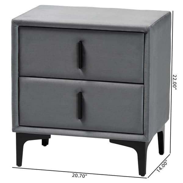 Baxton Studio Etienne Modern Slate Velvet Nightstand